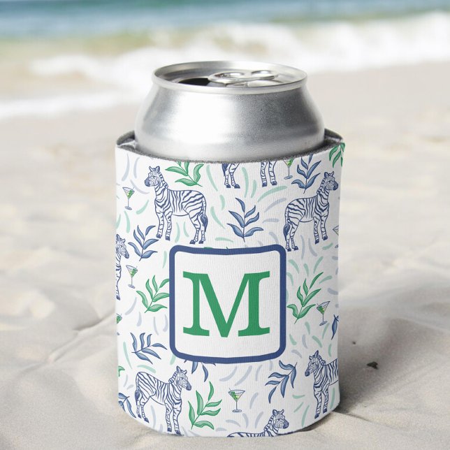 Rafraîchisseur Pour Canette Martini Zèbre Prépa Vert Monogramme Blanc (Créateur téléchargé)