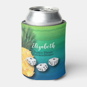 Rafraîchisseur Pour Canette Matrices d'ananas de plage de monogramme de joueur