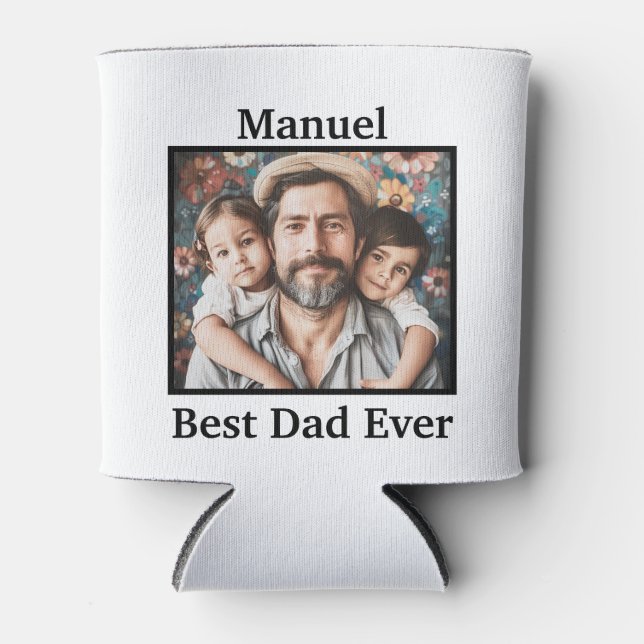 Rafraîchisseur Pour Canette Meilleur Papa Jamais Personnaliser Image / Nom Can (Devant)