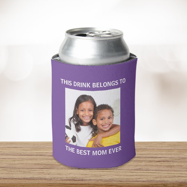 Rafraîchisseur Pour Canette Meilleure maman jamais personnalisé photo violet (Créateur téléchargé)