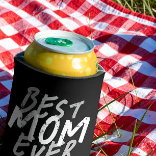Rafraîchisseur Pour Canette Meilleure Maman Moderne Grunge Blanc et Gris