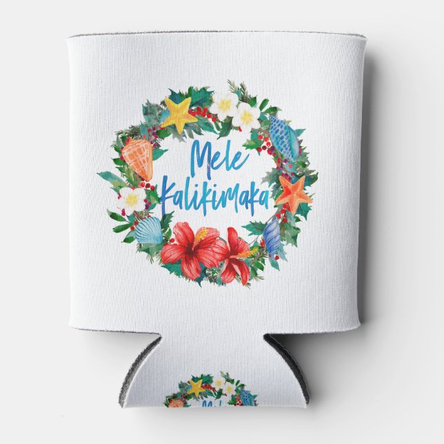 Rafraîchisseur Pour Canette Mele Kalikimaka Hawaiian Christmas Wreath (Devant)