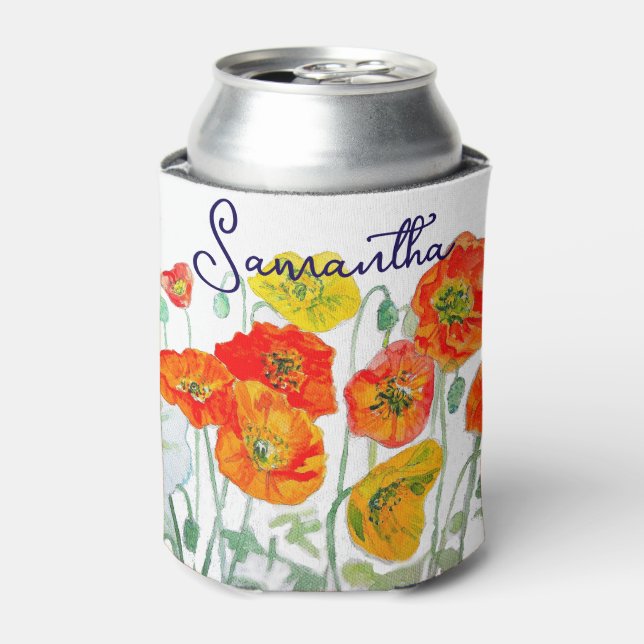 Rafraîchisseur Pour Canette Merci Motif à fleurs rouge orange (Can devant)