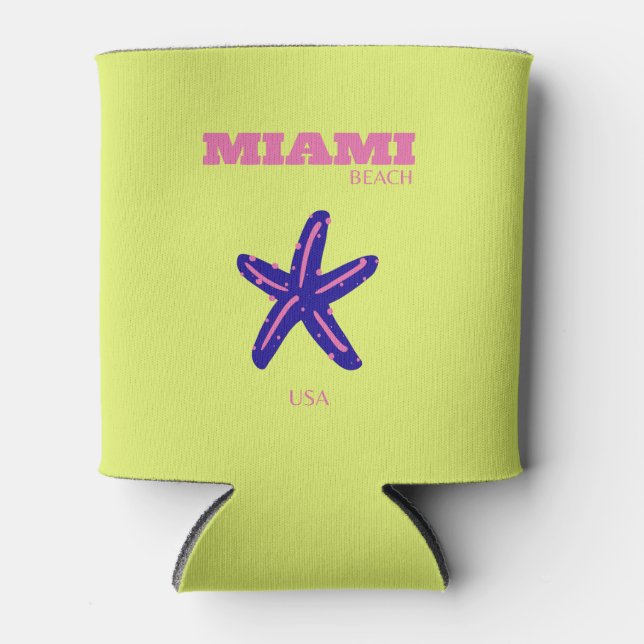 Rafraîchisseur Pour Canette Miami, Miami Beach, Travel Art, Preppy (Devant)