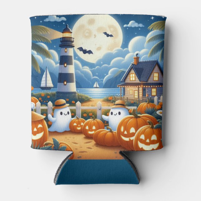 Rafraîchisseur Pour Canette Mignon, Nautique/côtier Halloween fantôme/citrouil (Devant)