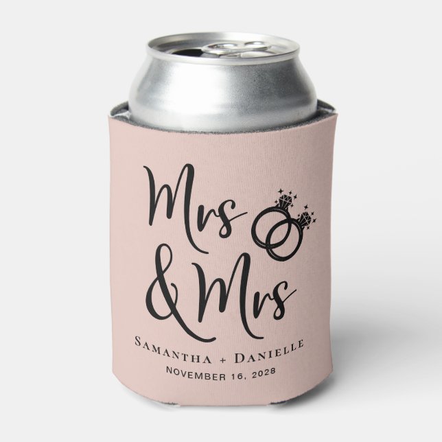 Rafraîchisseur Pour Canette Mme & Mme Lesbian Blush Rose Wedding Favor (Can devant)