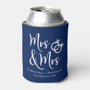 Rafraîchisseur Pour Canette Mme & Mme Lesbian Navy Blue Wedding Favor