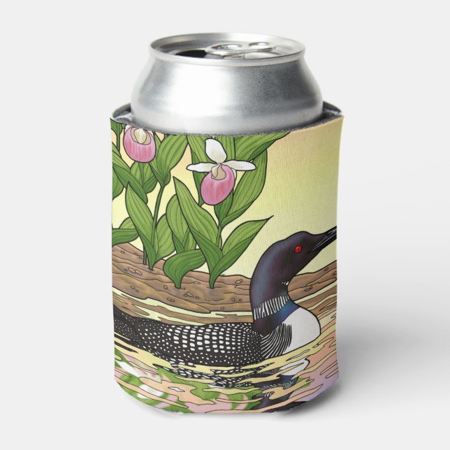 Rafraîchisseur Pour Canette MN State Bird Flower Loon Lady Slipper (Can devant)