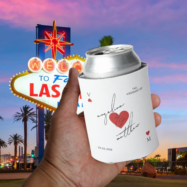 Rafraîchisseur Pour Canette Modern Playing Card Casino Vegas Wedding Favor (Créateur téléchargé)