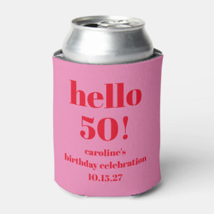 Rafraîchisseur Pour Canette Moderne Bold Rose Rouge Clair Anniversaire 50 Ans