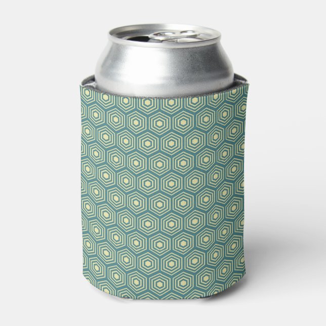 Rafraîchisseur Pour Canette Moderne et élégant Turquoise Hexagon Motif (Can devant)