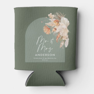 Rafraîchisseur Pour Canette moderne sauge vert bohème pampas herbe mariage