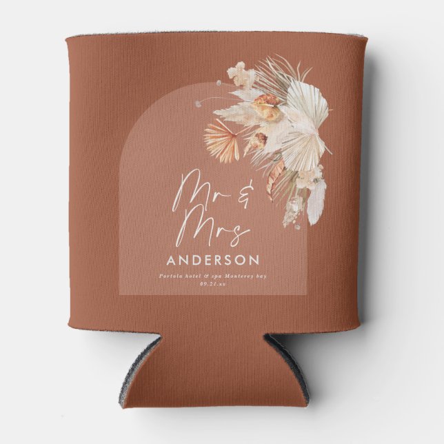 Rafraîchisseur Pour Canette moderne terre cuite bohème pampas herbe mariage (Devant)