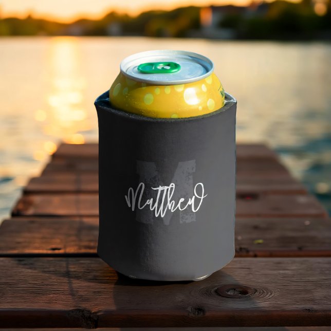 Rafraîchisseur Pour Canette Monogram Modern Cool Grunge Ajouter Votre Nom (Créateur téléchargé)