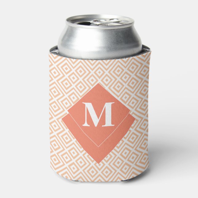 Rafraîchisseur Pour Canette Monogramme Art Déco Orange Géométrique Motif grec (Can devant)