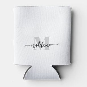 Rafraîchisseur Pour Canette Monogramme blanc noir argent personnel
