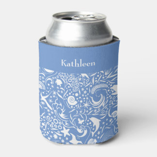 Rafraîchisseur Pour Canette Monogramme bleu Ajouter Votre Nom Ocean Motif