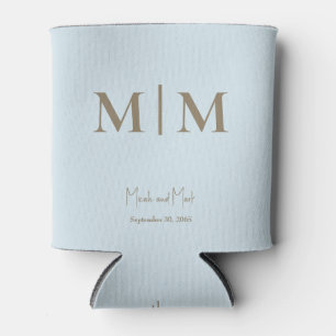 Rafraîchisseur Pour Canette Monogramme bleu ciel et noms Mariage peut refroidi
