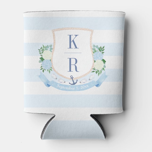 Rafraîchisseur Pour Canette Monogramme côtier peint à la main Cimier Mariage F (Devant)
