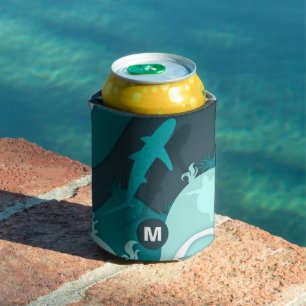 Rafraîchisseur Pour Canette Monogramme d'art Abstrait cool requin et tortue
