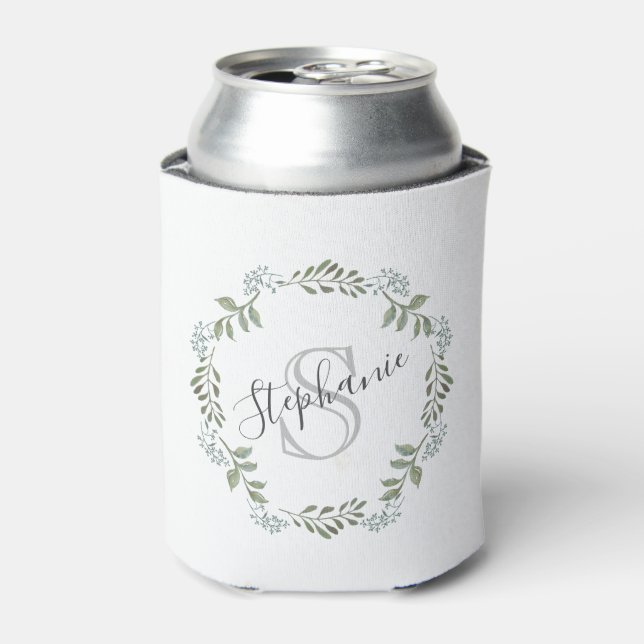 Rafraîchisseur Pour Canette Monogramme de couronne botanique de verdure de sab (Can devant)