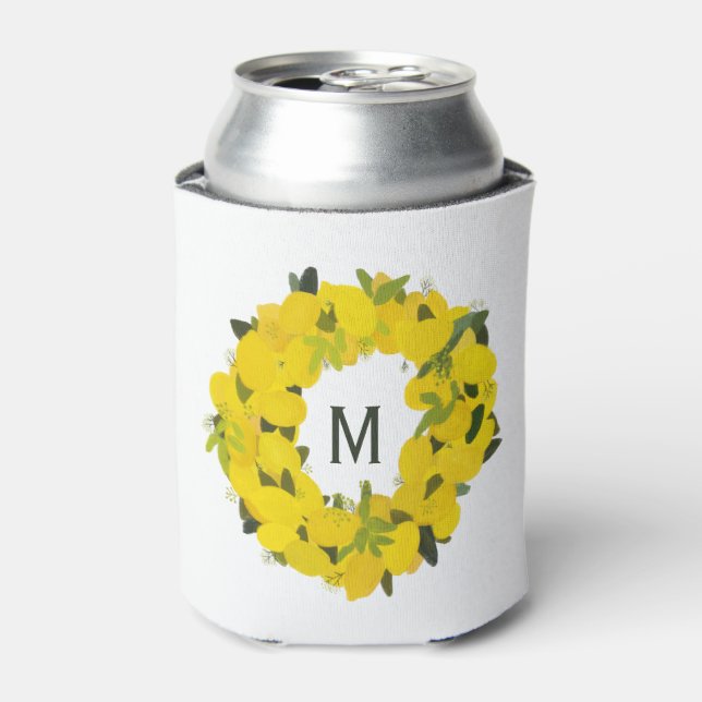 Rafraîchisseur Pour Canette Monogramme de couronne de citron peint à la main (Can devant)