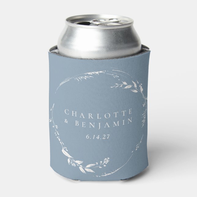 Rafraîchisseur Pour Canette Monogramme de couronne florale bleu foncé personna (Can devant)