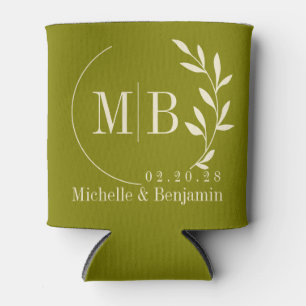 Rafraîchisseur Pour Canette Monogramme de mariage à feuille d'olive chaude de 