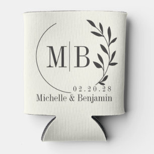 Rafraîchisseur Pour Canette Monogramme de mariage feuille ivoire et noir chaud