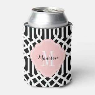 Rafraîchisseur Pour Canette Monogramme de Trellis noir et rose