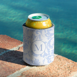 Rafraîchisseur Pour Canette Monogramme élégant floral botanique bleu