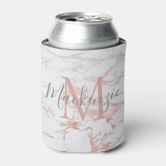 Rafraîchisseur Pour Canette Monogramme en marbre or Rose tendance (Can devant)