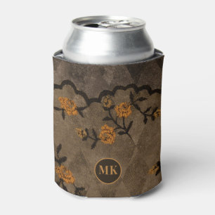 Rafraîchisseur Pour Canette Monogramme floral gothique noir et orange