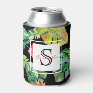 Rafraîchisseur Pour Canette Monogramme hawaïen floral tropical de Luau