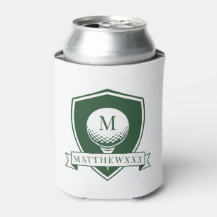 Rafraîchisseur Pour Canette Monogramme Initial de Nom en Vert Foncé et Blanc M