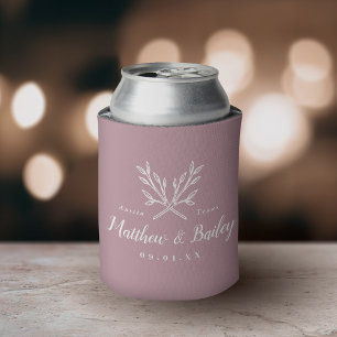 Rafraîchisseur Pour Canette Monogramme Mariage de branches rustiques   Mauve