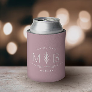 Rafraîchisseur Pour Canette Monogramme Mariage de tige botanique   Mauve