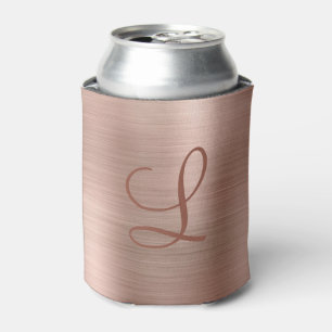 Rafraîchisseur Pour Canette Monogramme métallique brossé Chic Rose Gold Init