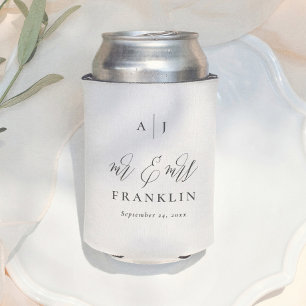 Rafraîchisseur Pour Canette Monogramme minimaliste de mariage Mr & Mrs