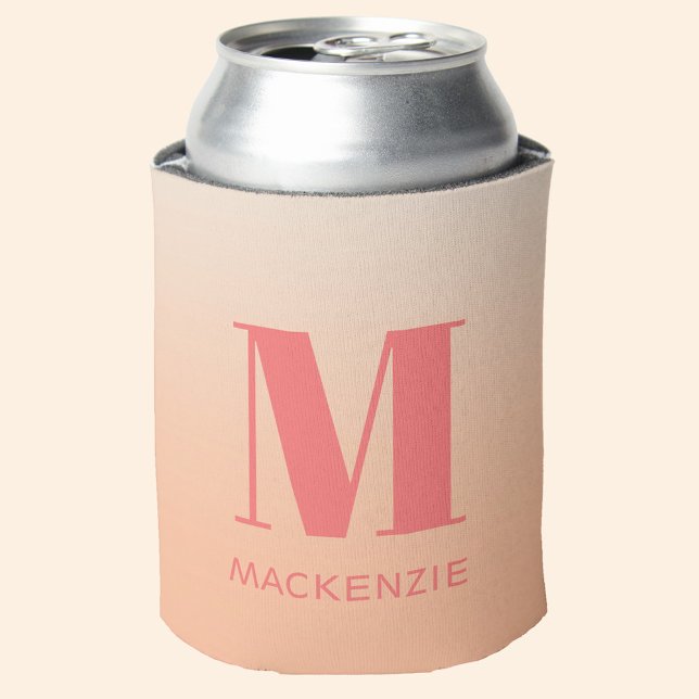 Rafraîchisseur Pour Canette Monogramme moderne Nom initial Peach Gradient (Peach gradient monogram initial name personalized can cooler)