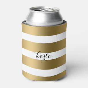 Rafraîchisseur Pour Canette Monogramme motif or & blanc moderne
