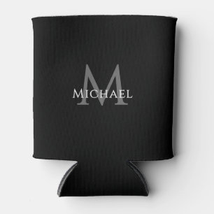 Rafraîchisseur Pour Canette Monogramme noir personnalisé Élégant nom initial