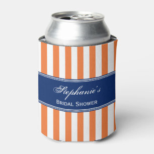 Rafraîchisseur Pour Canette Monogramme Orange et Blancs avec Royal Blue