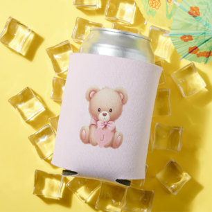 Rafraîchisseur Pour Canette Monogramme rose Ours En Teddy Peut Se Rafraîchir