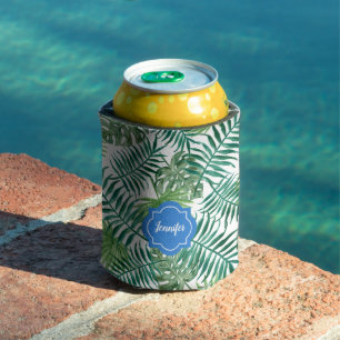 Rafraîchisseur Pour Canette Monogramme tropical de motif de palmettes