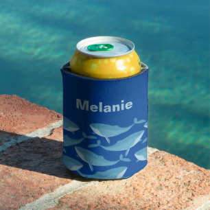 Rafraîchisseur Pour Canette Morceau de baleines nager bleu foncé Personnalisé
