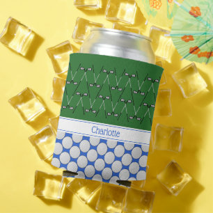 Rafraîchisseur Pour Canette Motif à thème de golf nom personnalisé vert bleu