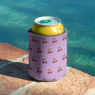Rafraîchisseur Pour Canette Motif Cerise Violette Fête Moderne Fruits Frais