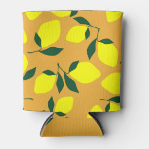 Rafraîchisseur Pour Canette Motif citron simple, arrière - plan orange.