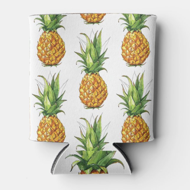 Rafraîchisseur Pour Canette Motif d'ananas d'été, design sans soudure. (Devant)